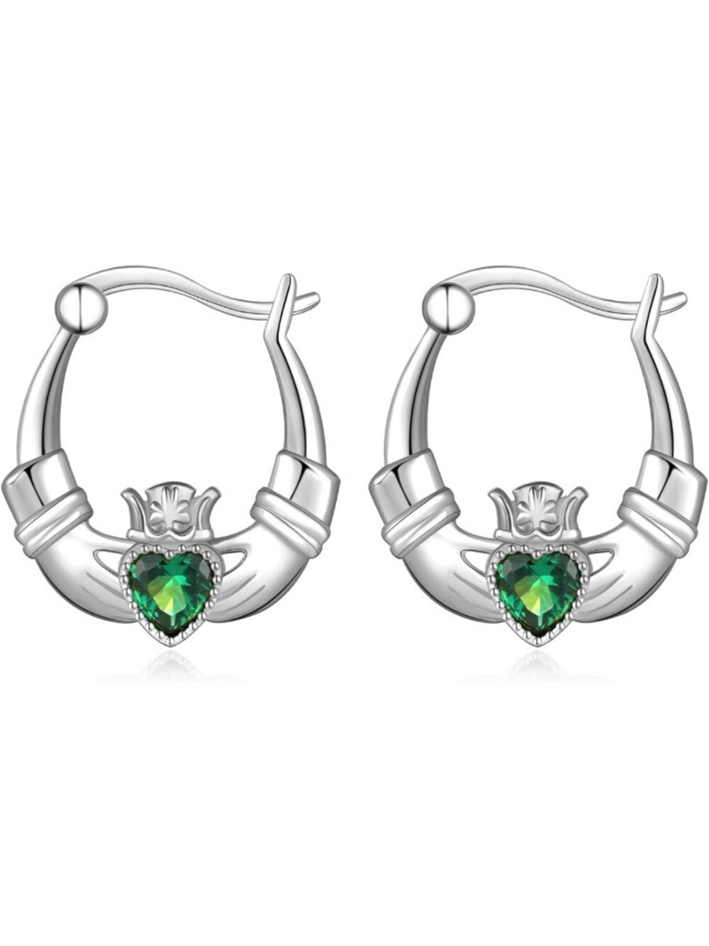 Sterling Silver & Gold Plated Claddagh Hoop Earrings - Celtic Jewelry Gift for